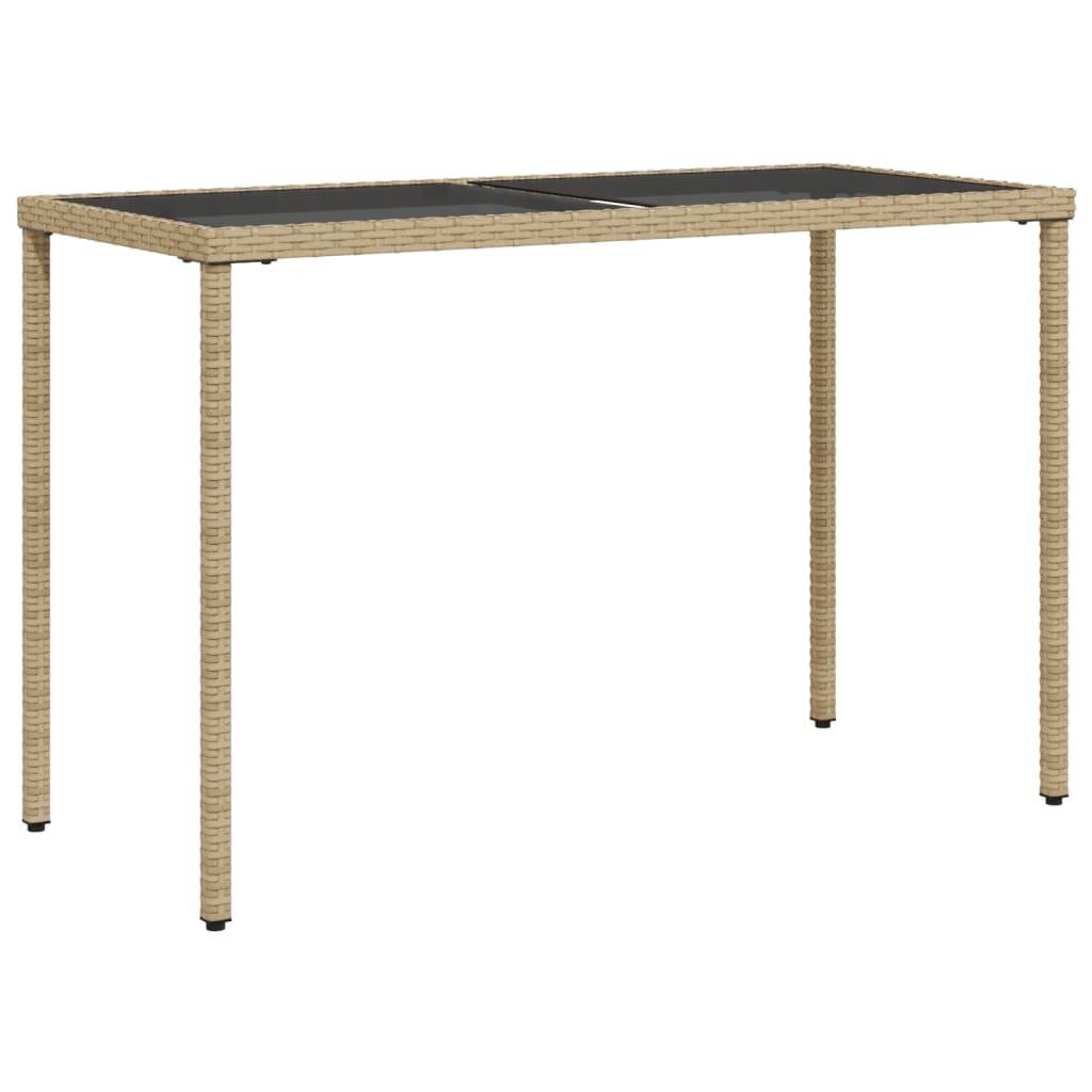 Table de jardin poly rotin beige avec verre trempé 115 x 54 x 74 cm - PANGIVO - Image 2