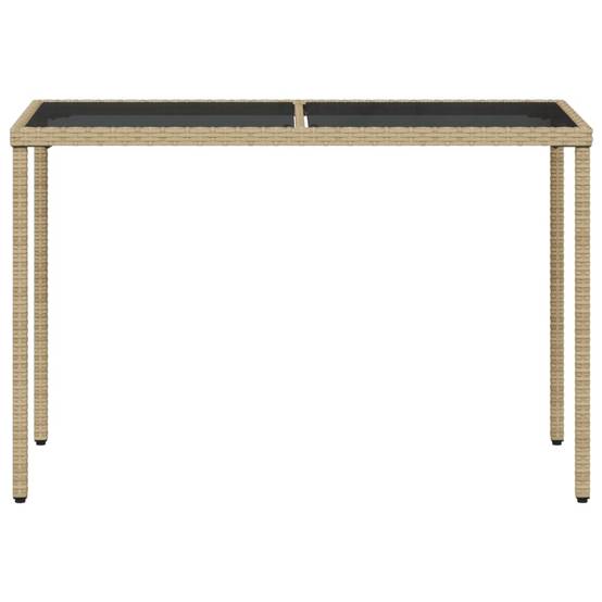 Table de jardin poly rotin beige avec verre trempé 115 x 54 x 74 cm - PANGIVO - Image 4