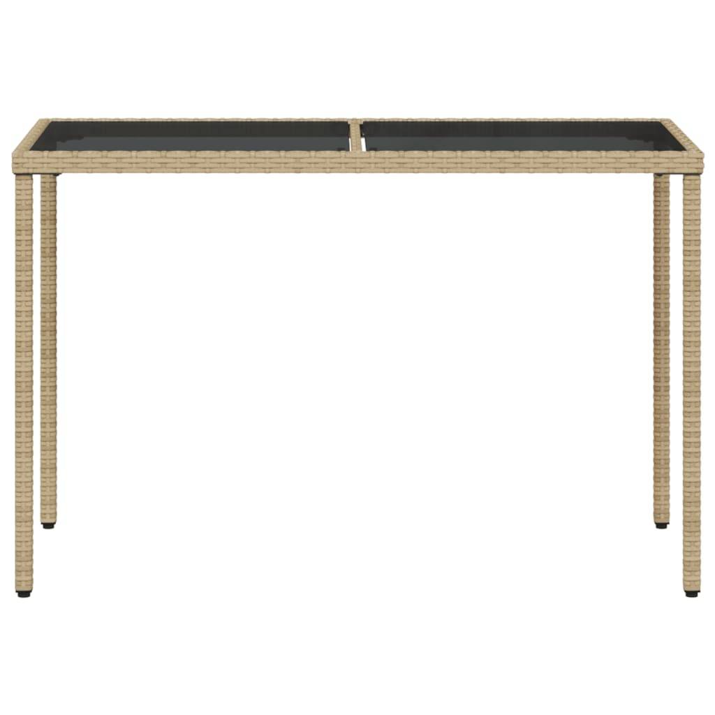 Table de jardin poly rotin beige avec verre trempé 115 x 54 x 74 cm - PANGIVO - Image 4