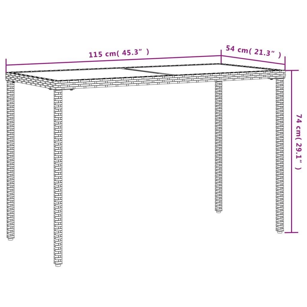 Table de jardin poly rotin beige avec verre trempé 115 x 54 x 74 cm - PANGIVO - Image 10