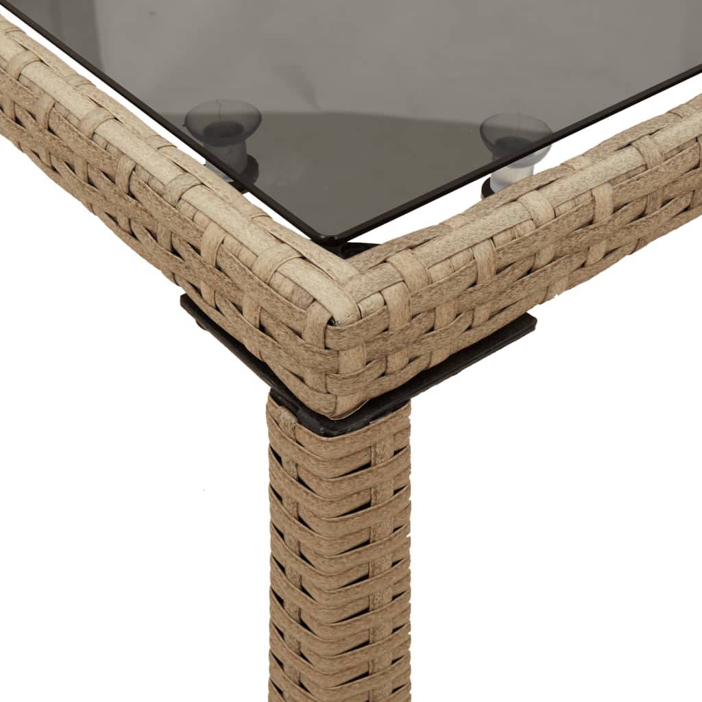Table de jardin poly rotin beige avec verre trempé 115 x 54 x 74 cm - PANGIVO - Image 8
