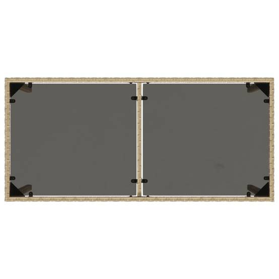 Table de jardin poly rotin beige avec verre trempé 115 x 54 x 74 cm - PANGIVO - Image 7