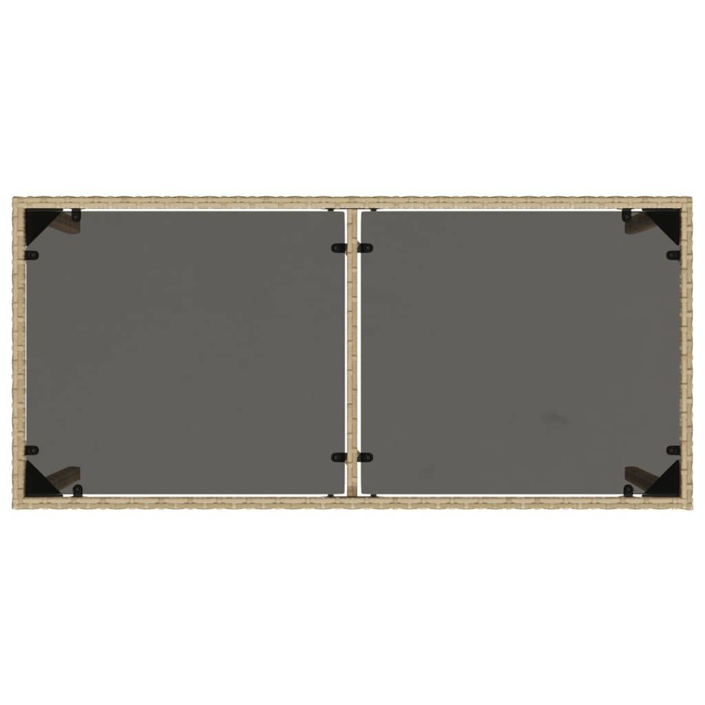 Table de jardin poly rotin beige avec verre trempé 115 x 54 x 74 cm - PANGIVO - Image 7