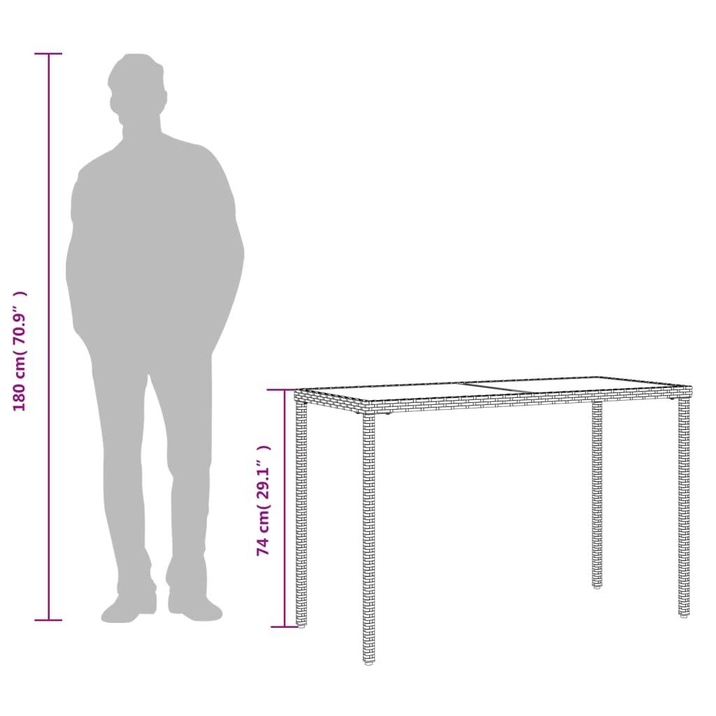 Table de jardin poly rotin beige avec verre trempé 115 x 54 x 74 cm - PANGIVO - Image 9