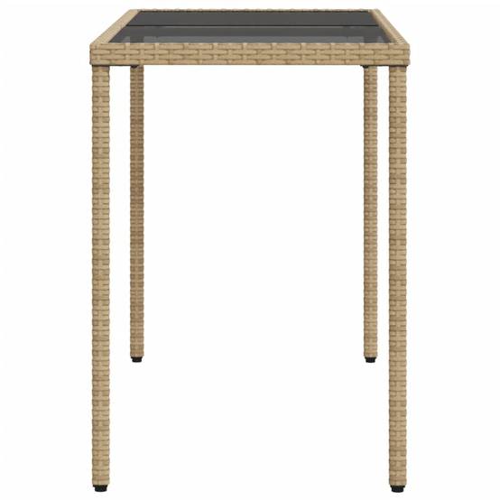 Table de jardin poly rotin beige avec verre trempé 115 x 54 x 74 cm - PANGIVO - Image 5