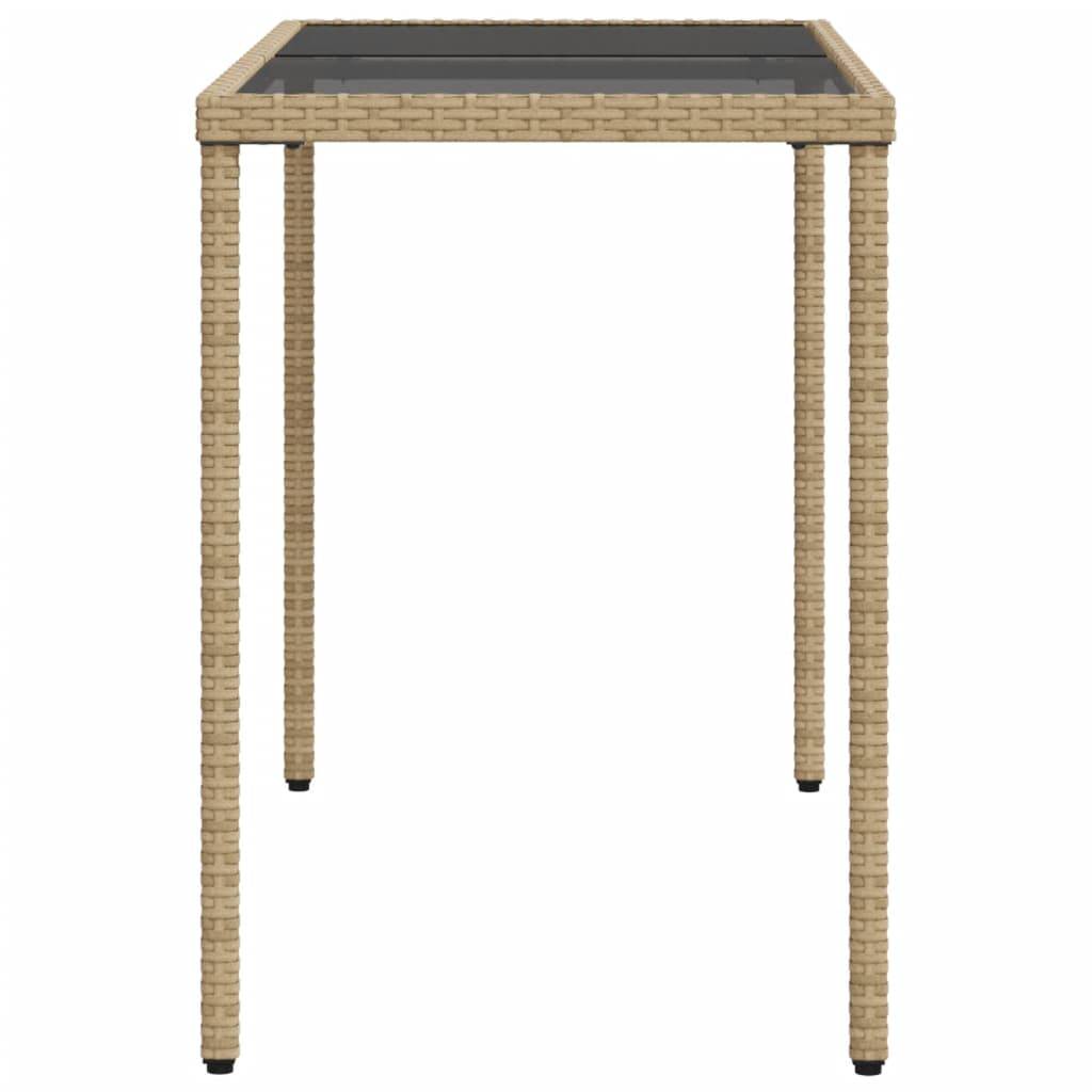 Table de jardin poly rotin beige avec verre trempé 115 x 54 x 74 cm - PANGIVO - Image 5