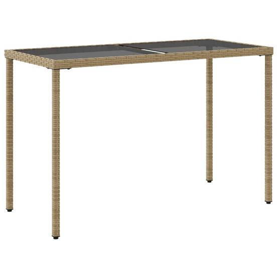 Table de jardin poly rotin beige avec verre trempé 115 x 54 x 74 cm - PANGIVO - Image 6