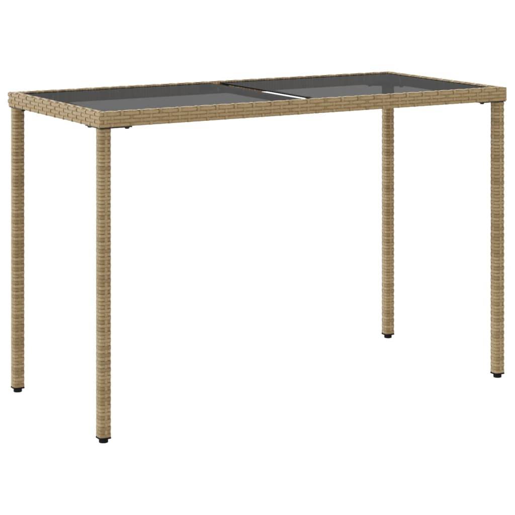 Table de jardin poly rotin beige avec verre trempé 115 x 54 x 74 cm - PANGIVO - Image 6