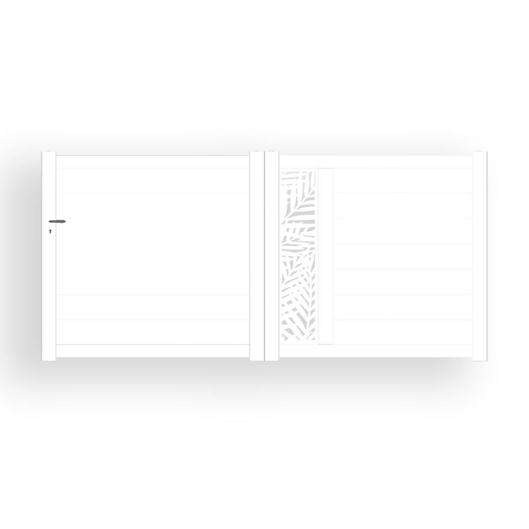 Portail Packit - Portail alu coulissant découpe laser en kit dim. L.4000 (entre piliers) X H.1500 mm  Blanc (RAL 9010)