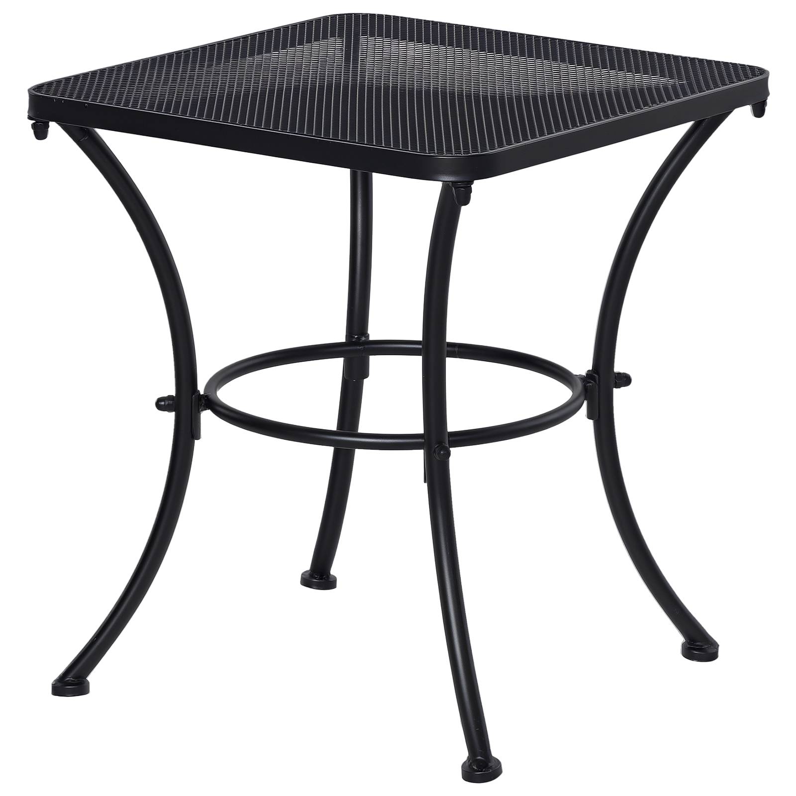 Table de jardin carrée en acier avec plateau perforé, 45 x 45 x 50 cm, noire - Image 1