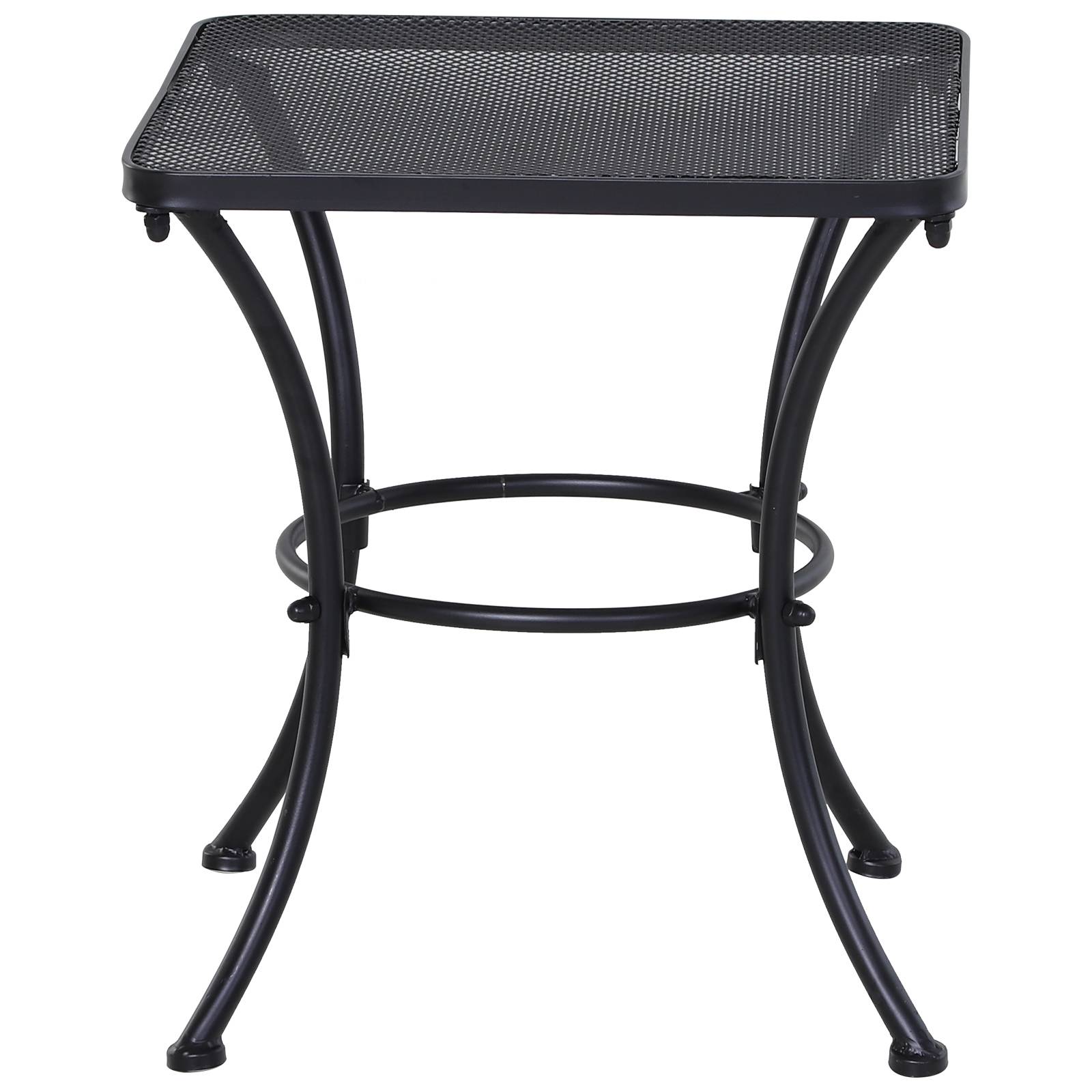 Table de jardin carrée en acier avec plateau perforé, 45 x 45 x 50 cm, noire - Image 2