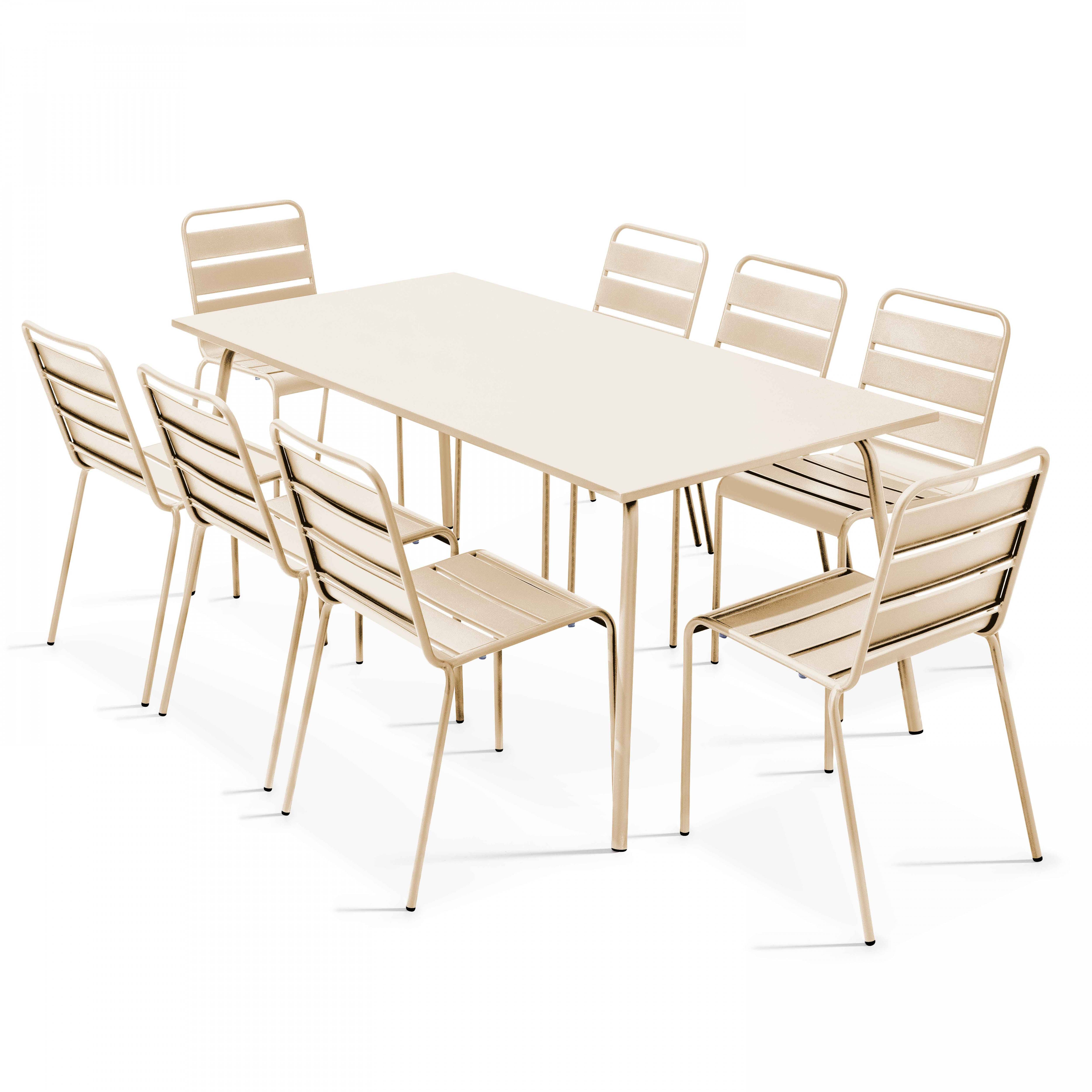 Oviala - Ensemble table de jardin et 8 chaises en métal ivoire Palavas - Oviala - Image 1