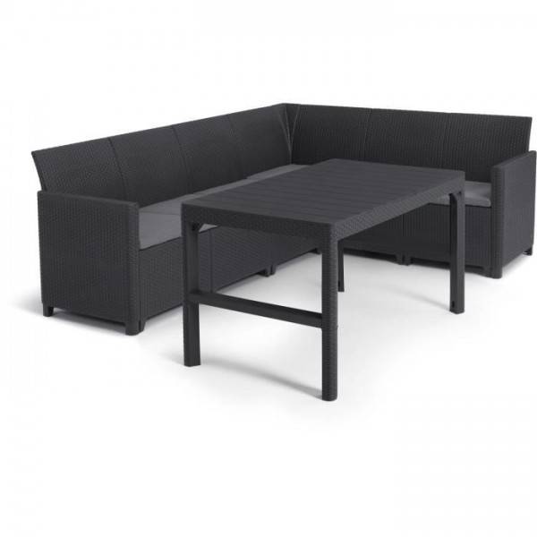 Salon de jardin avec table basse 2 en 1 - en résine - Allibert by KETER - 6 personnes - SanRemo - Gris graphite - Image 3