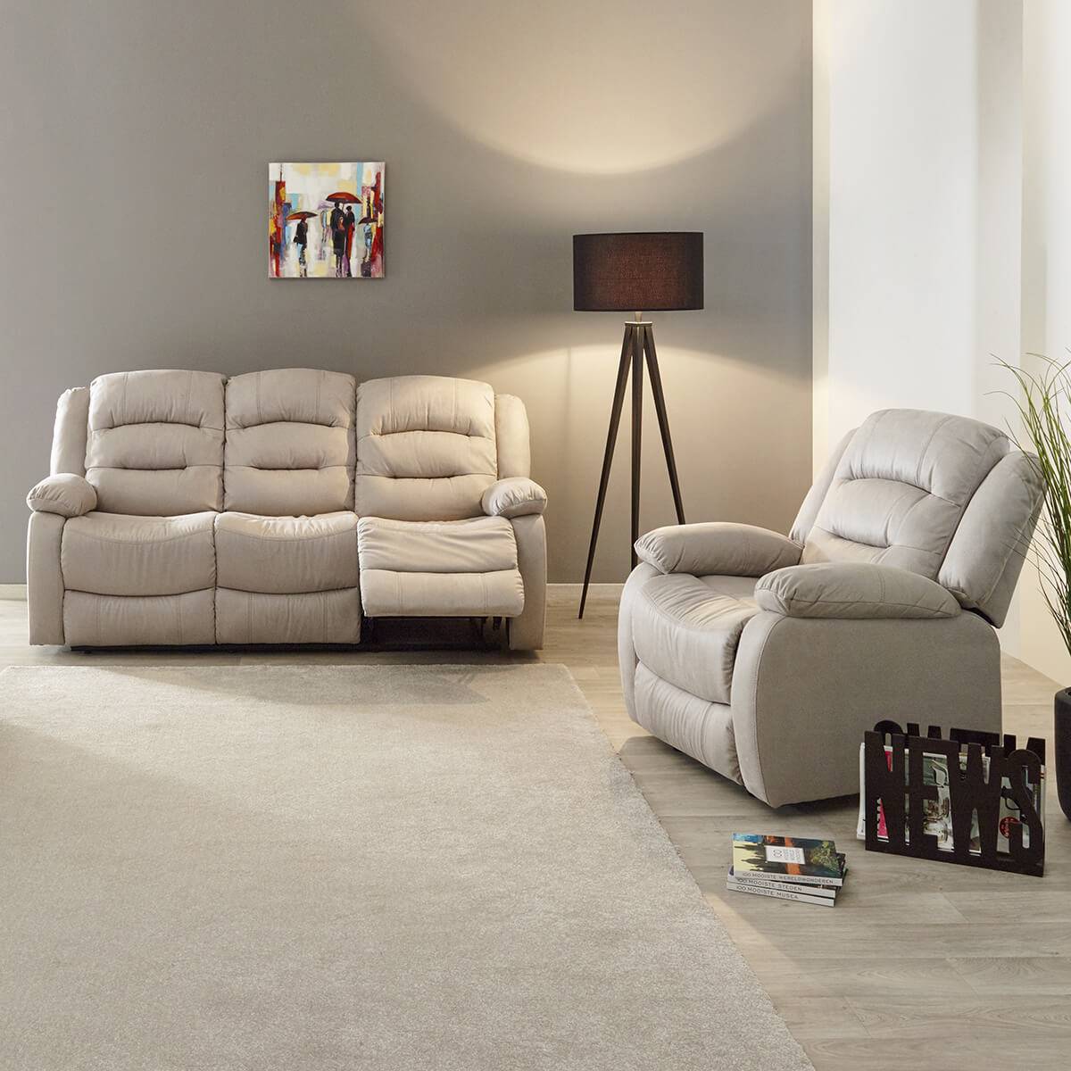 ALTOBUY - Fauteuil Relax Manuel Tissu Beige - JANS - Image 2