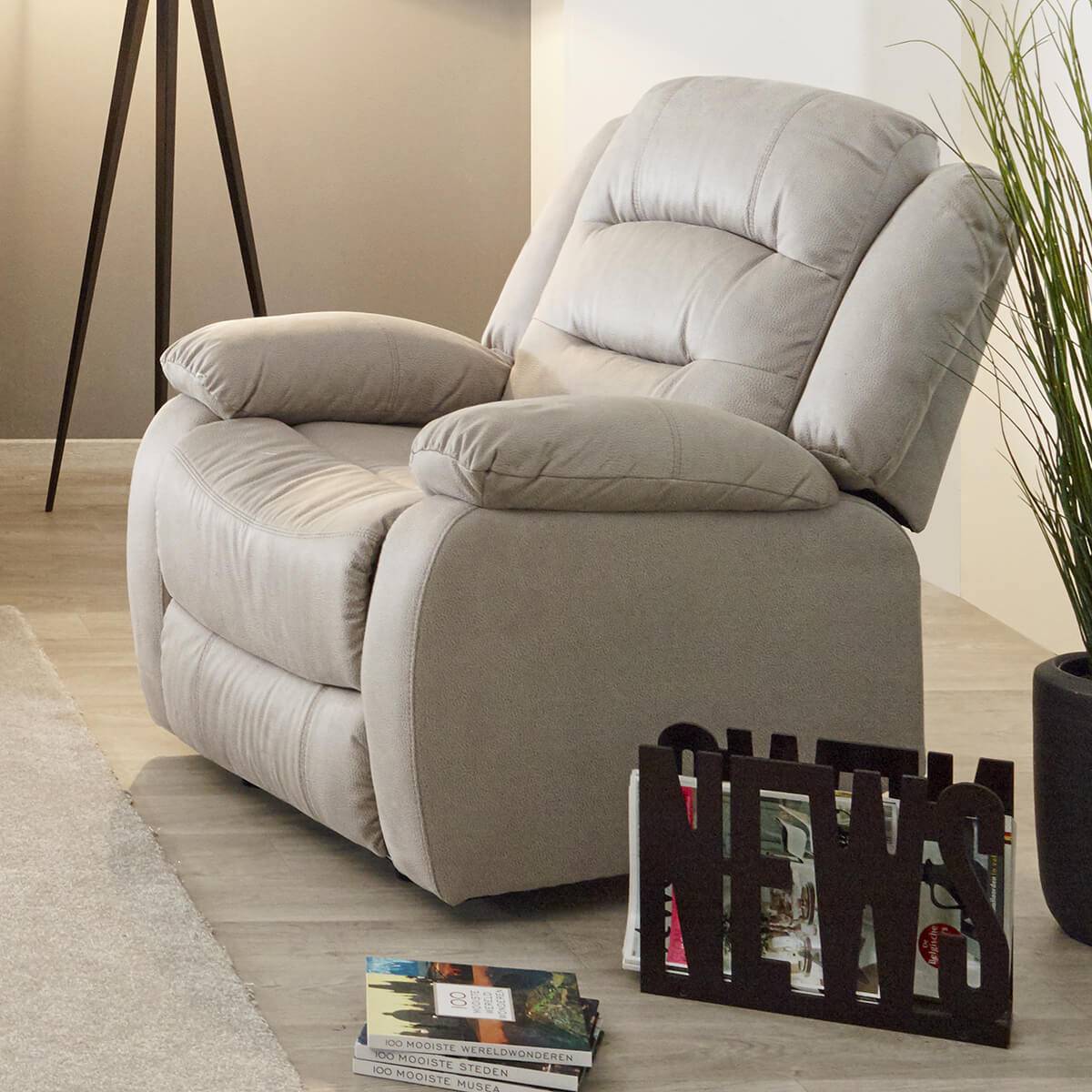 ALTOBUY - Fauteuil Relax Manuel Tissu Beige - JANS - Image 1