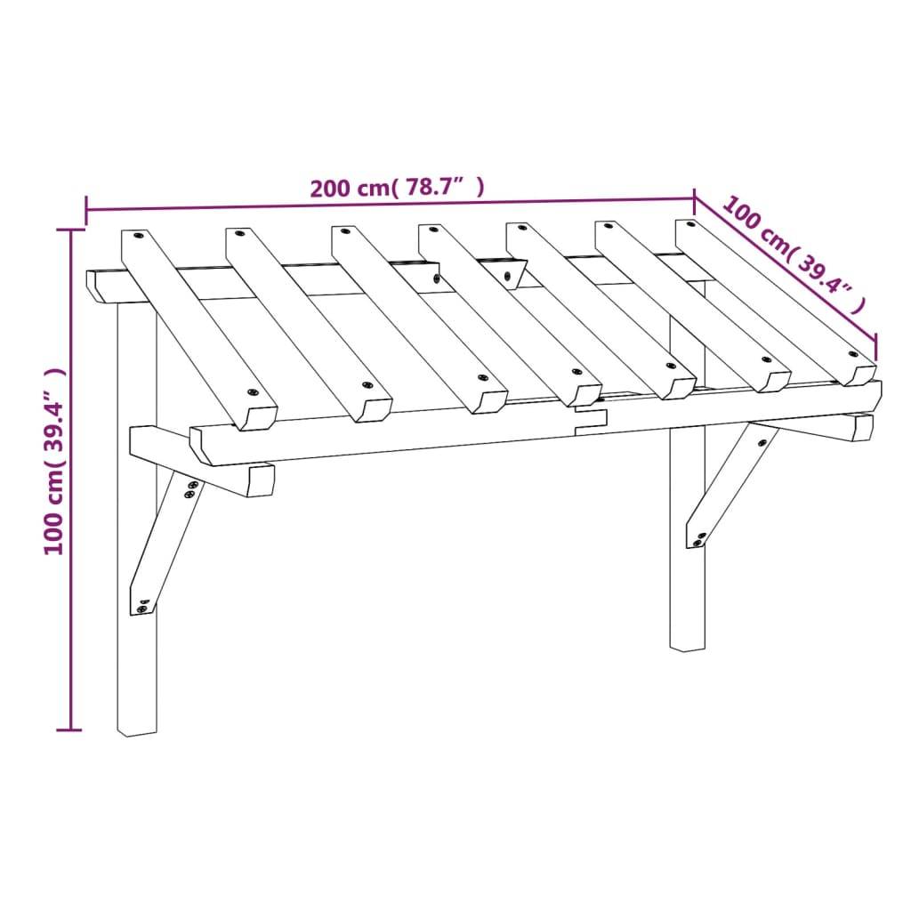 Vidaxl - Auvent de porte 200x100x100 cm Bois de pin solide vidaXL 49454 - Image 3