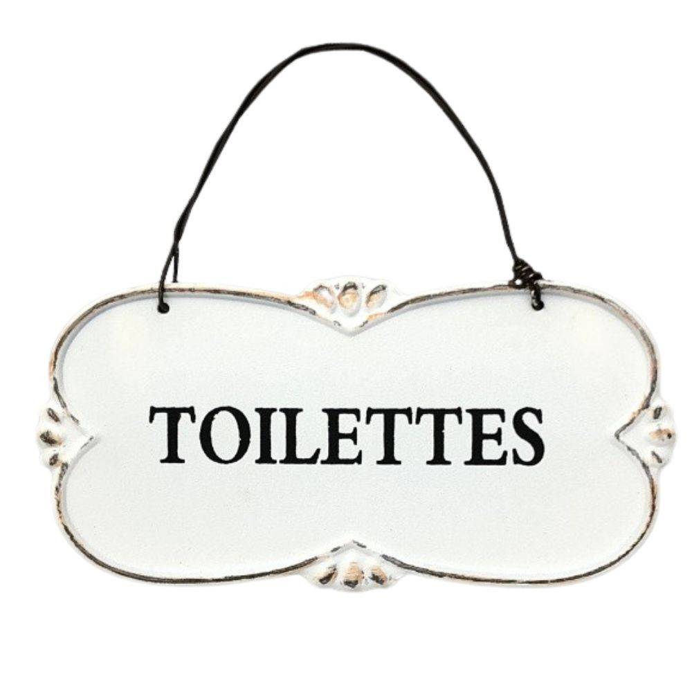 Chemin De Campagne - ~ Plaque de porte décorative vintage de toilettes en métal blanc 12x6cm Chemin de campagne