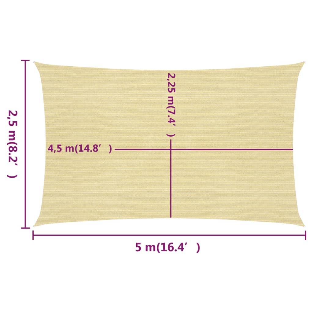 Helloshop26 - Voile d'ombrage 160 g/m² beige 2,5 x 5 m pehd - Imagen 6
