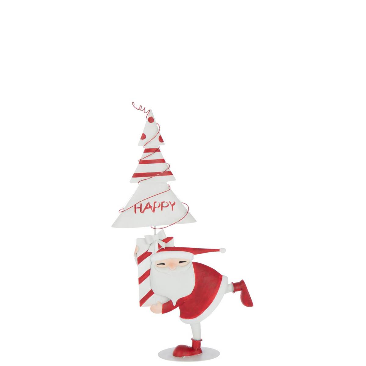 J-Line - Père-Noël à LED "Arbre" 66cm Blanc & Rouge - Image 2