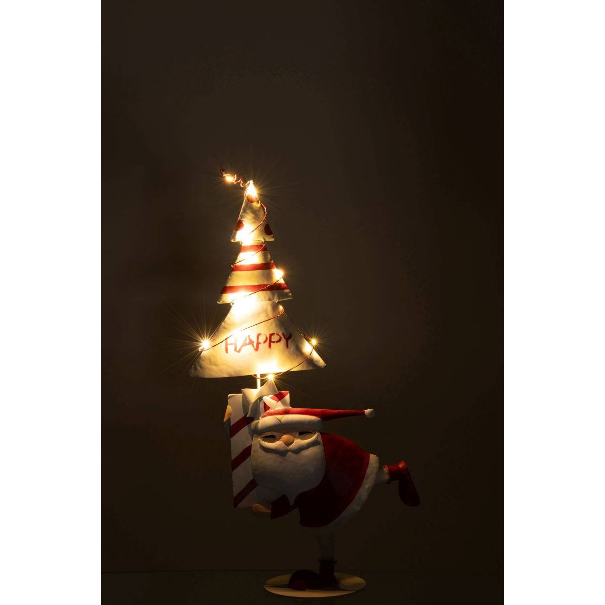 J-Line - Père-Noël à LED "Arbre" 66cm Blanc & Rouge - Image 4