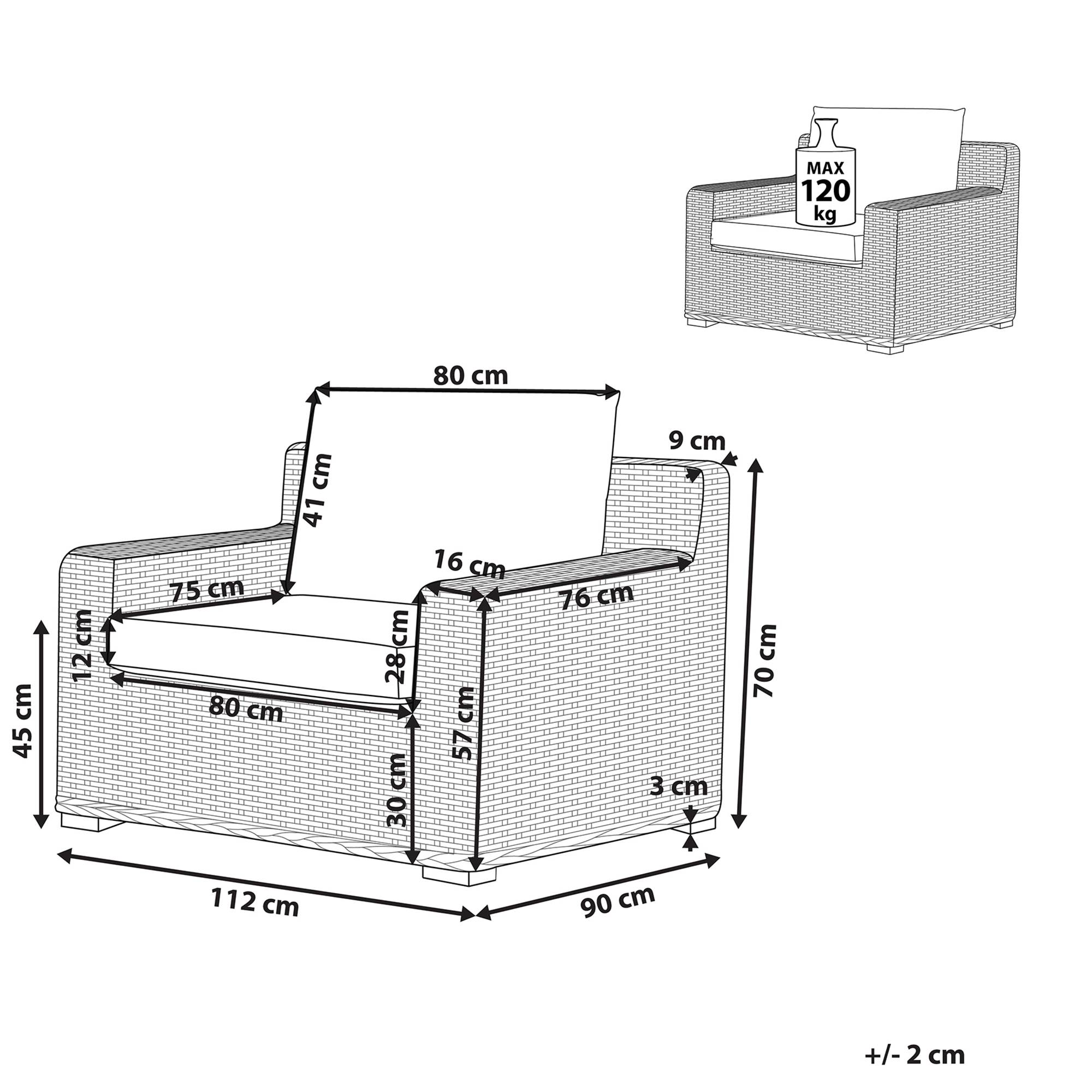 Beliani - Fauteuil Rotin Marron clair ARDEA - Beliani - Imagen 3