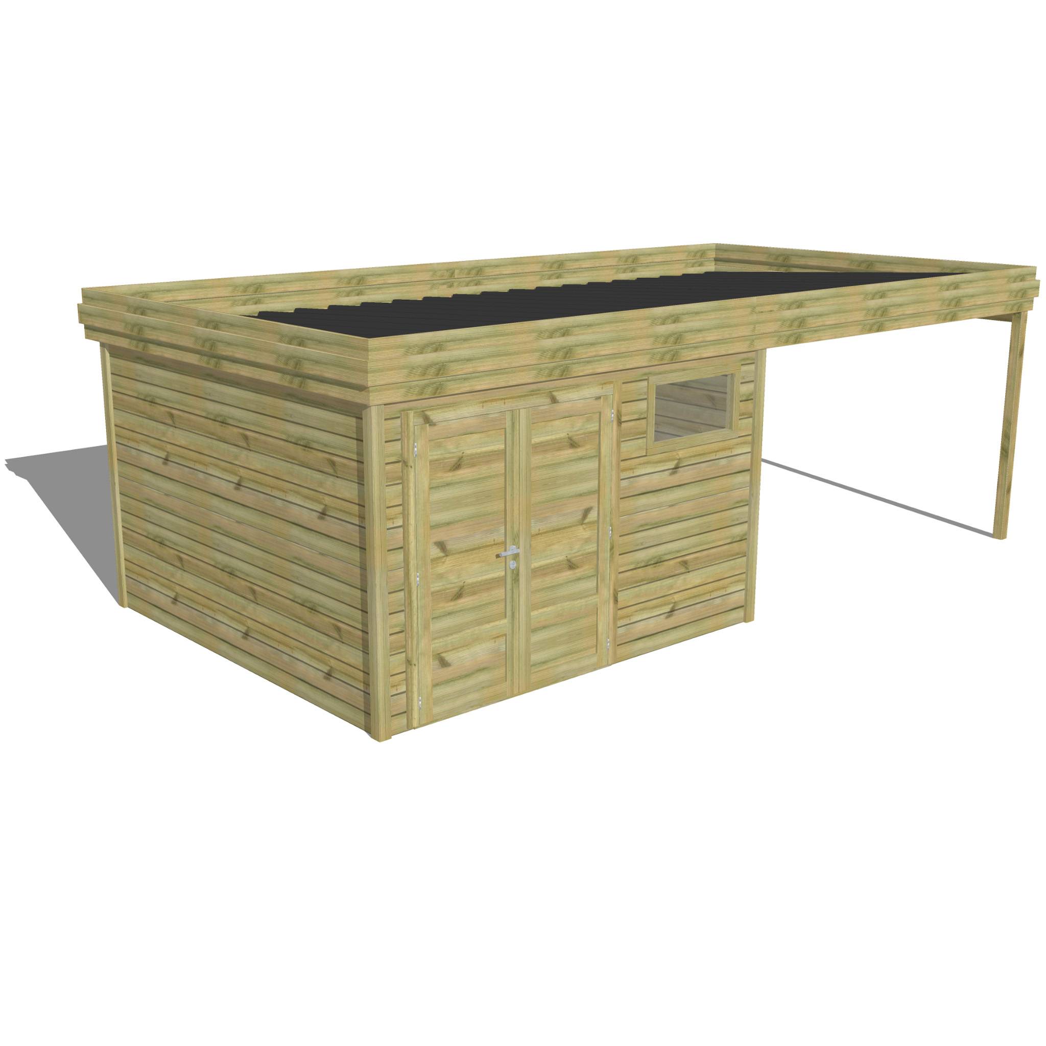ABRI DE JARDIN bois  autoclave 27mm - 6,94x3,44m / 24m2 - Bac acier - Abri Français