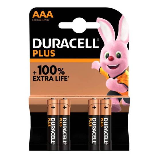 Pack de 4 piles DURACELL Plus Type AAA LR03 1,5V pas cher - Image 1