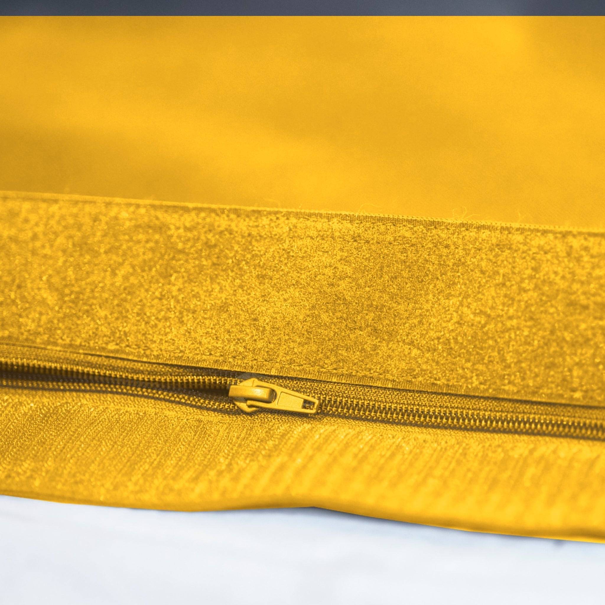 Pouf XXL intérieur extérieur déhoussable en tissu jaune 140x180cm - Déco arts - Image 3
