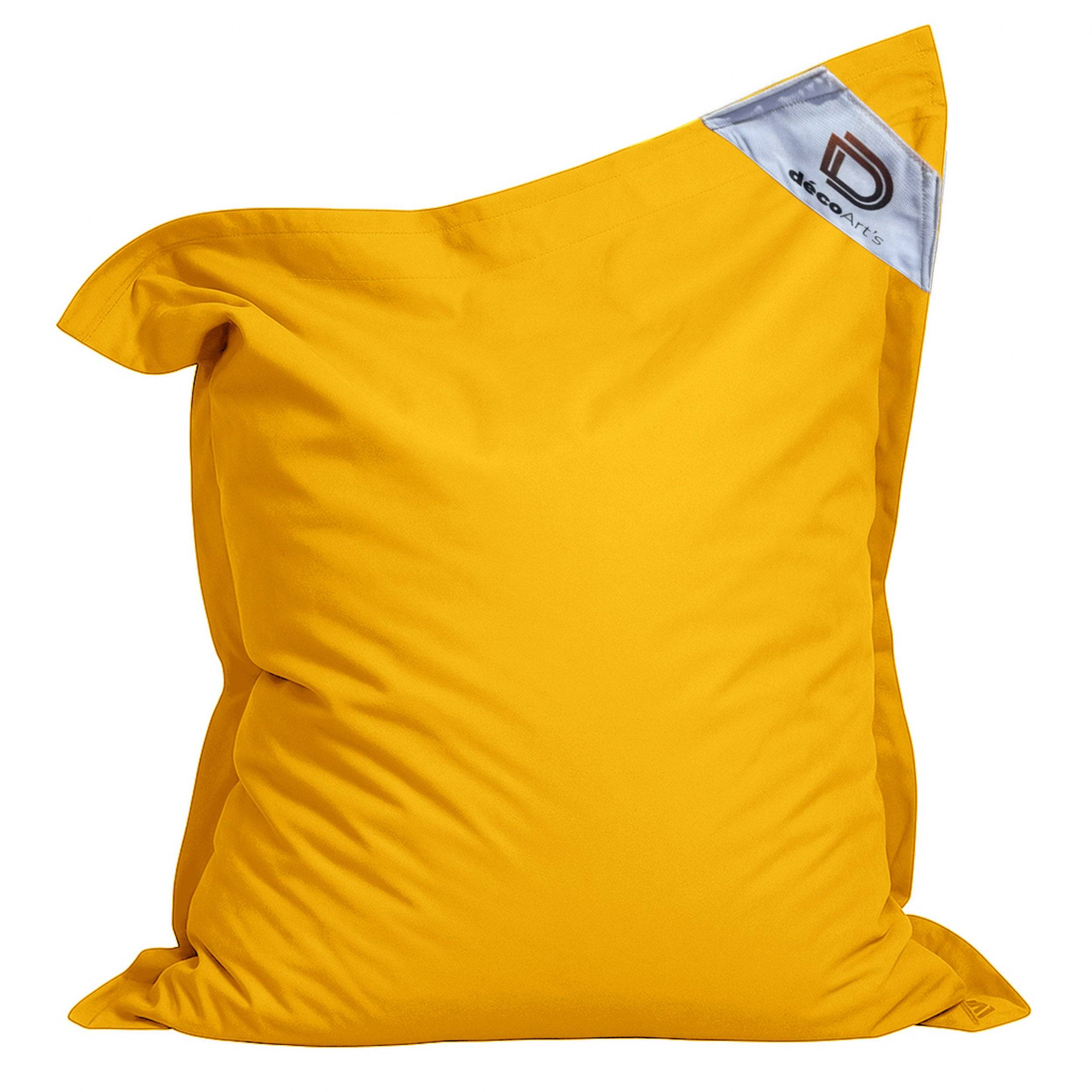 Pouf XXL intérieur extérieur déhoussable en tissu jaune 140x180cm - Déco arts - Image 1