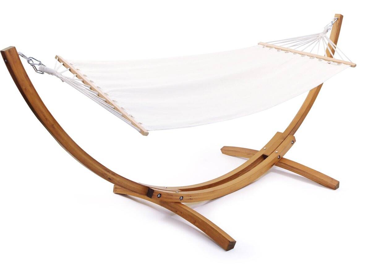Hamac Bois Avec Toile En Coton "dallas" - 3 M - Ecru -habitat Et Jardin - Image 1