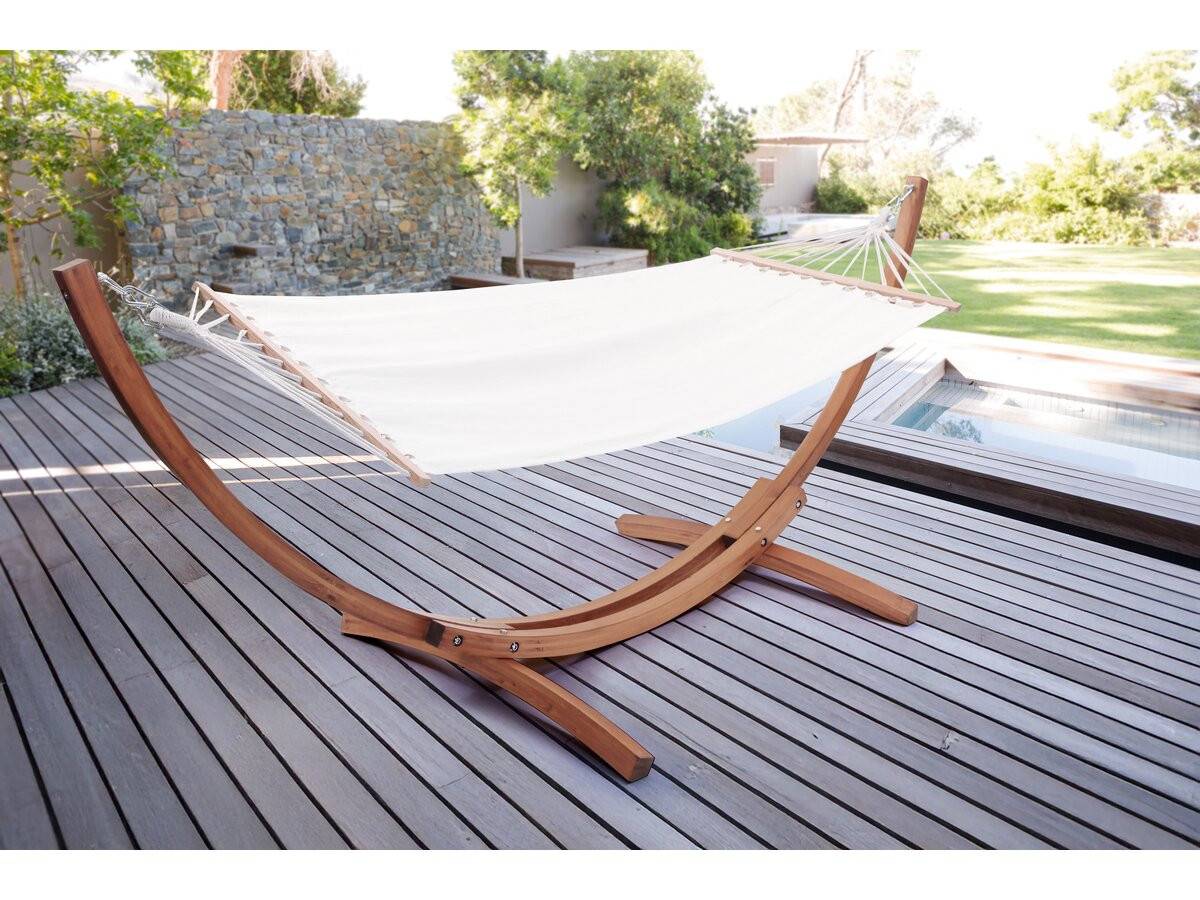 Hamac Bois Avec Toile En Coton "dallas" - 3 M - Ecru -habitat Et Jardin - Image 2