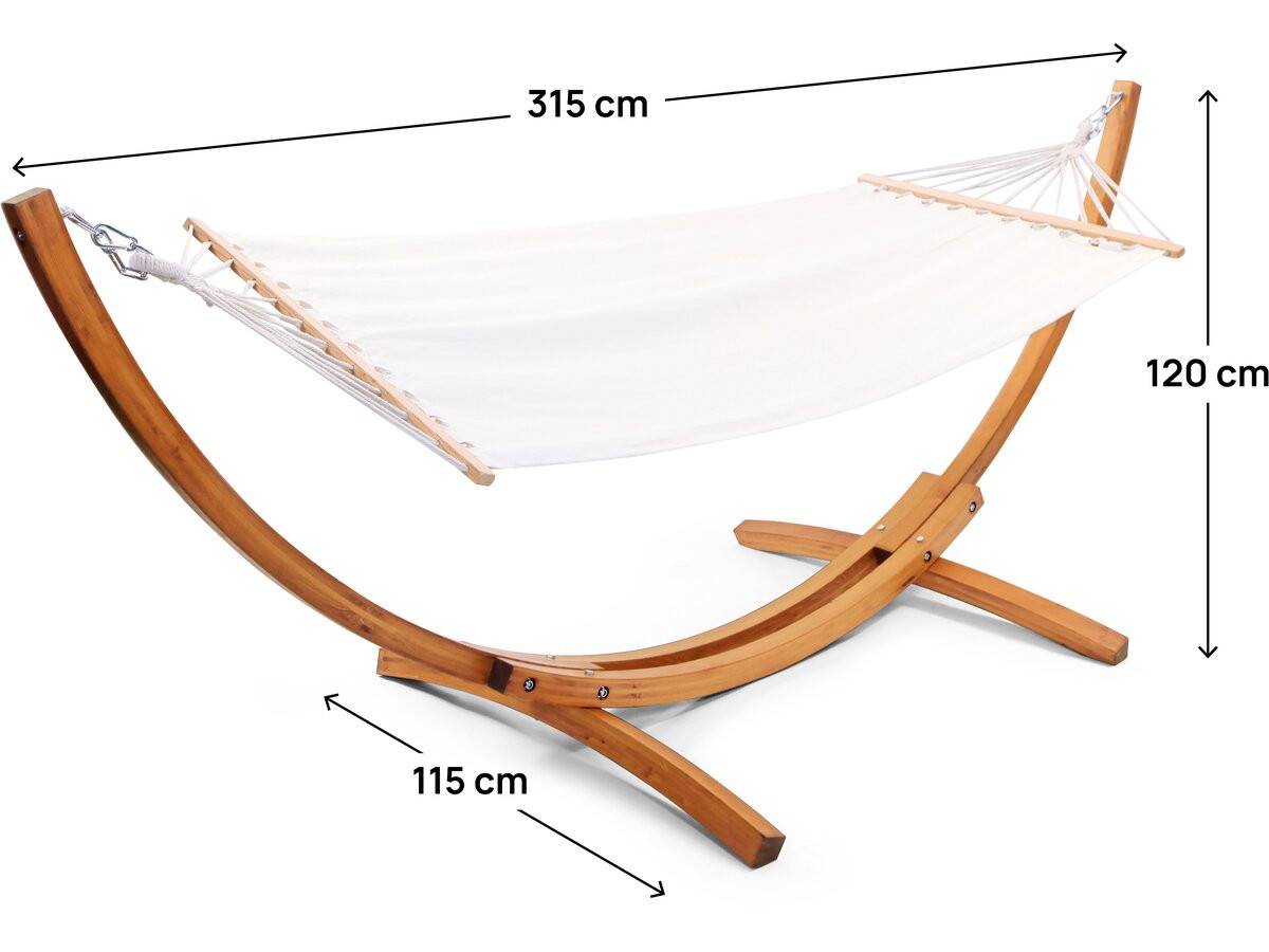 Hamac Bois Avec Toile En Coton "dallas" - 3 M - Ecru -habitat Et Jardin - Image 3