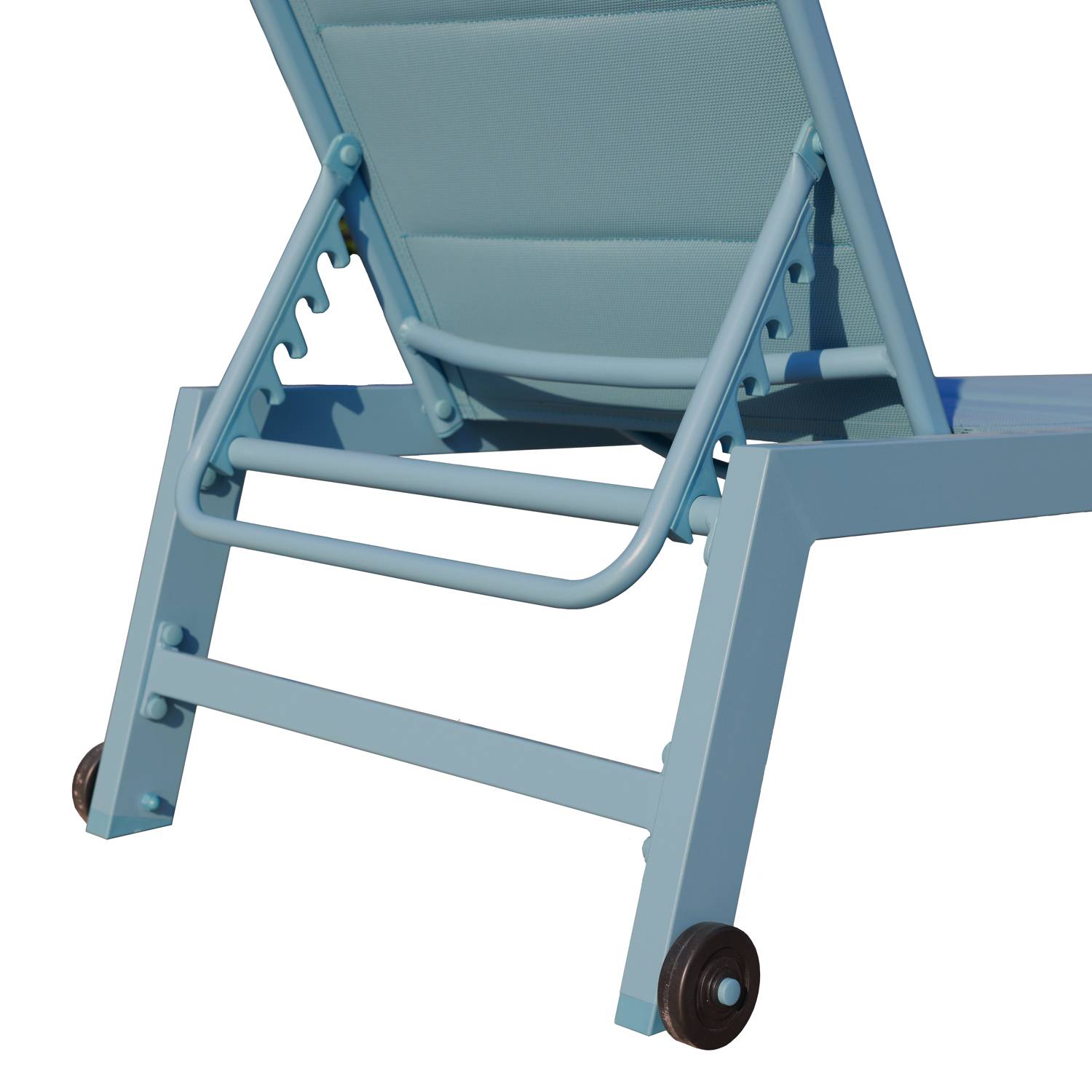 Happy Garden - Lot de 2 bains de soleil BARBADOS en textilène bleu clair - aluminium bleu clair - HAPPY GARDEN - Imagen 7