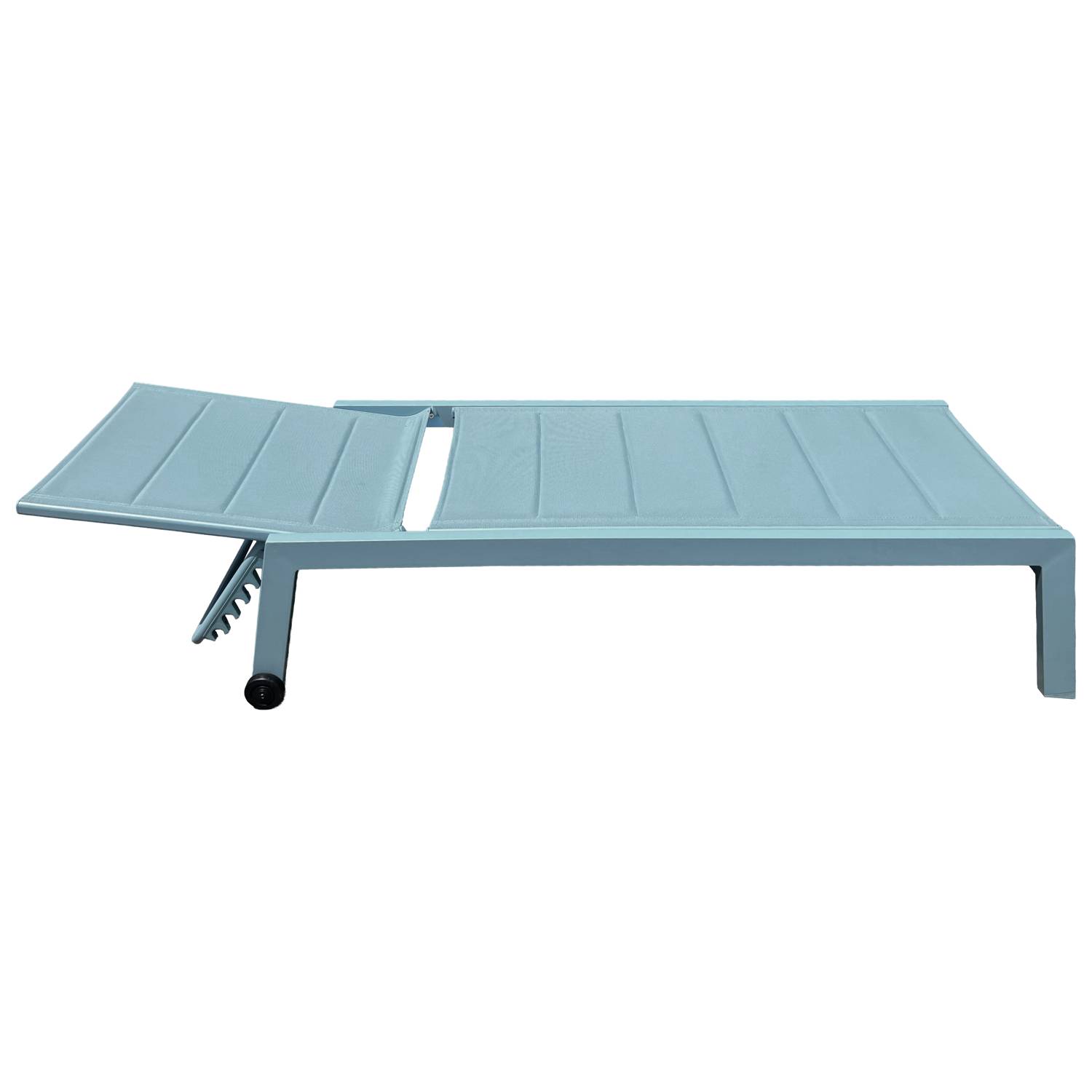 Happy Garden - Lot de 2 bains de soleil BARBADOS en textilène bleu clair - aluminium bleu clair - HAPPY GARDEN - Imagen 4