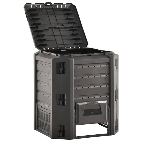 Composteur de jardin 380 L en polypropylène pour engrais bio jardin cuisine Noir – ComfortXL Outdoor Living - Image 2