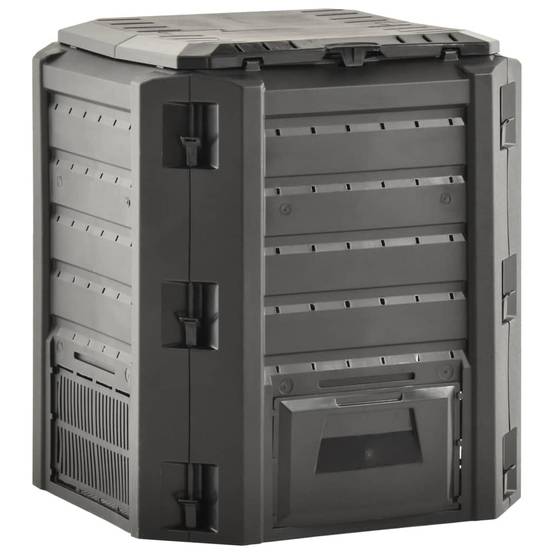 Composteur de jardin 380 L en polypropylène pour engrais bio jardin cuisine Noir – ComfortXL Outdoor Living - Image 3