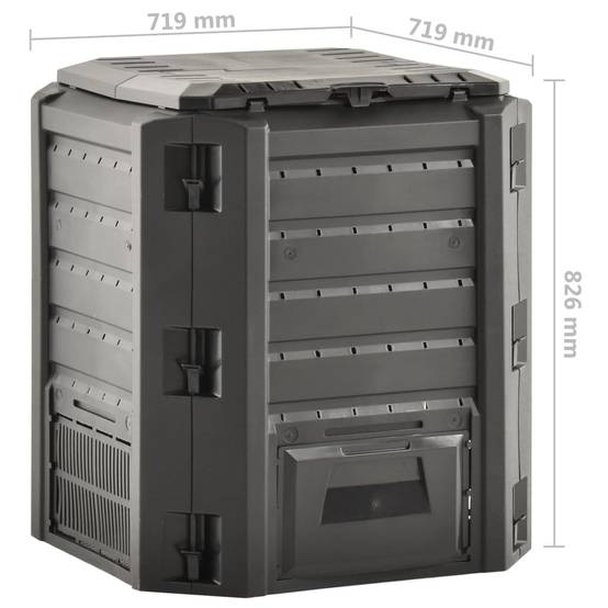 Composteur de jardin 380 L en polypropylène pour engrais bio jardin cuisine Noir – ComfortXL Outdoor Living - Image 5