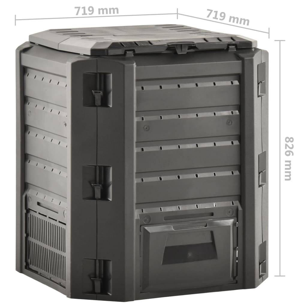 Composteur de jardin 380 L en polypropylène pour engrais bio jardin cuisine Noir – ComfortXL Outdoor Living - Image 5