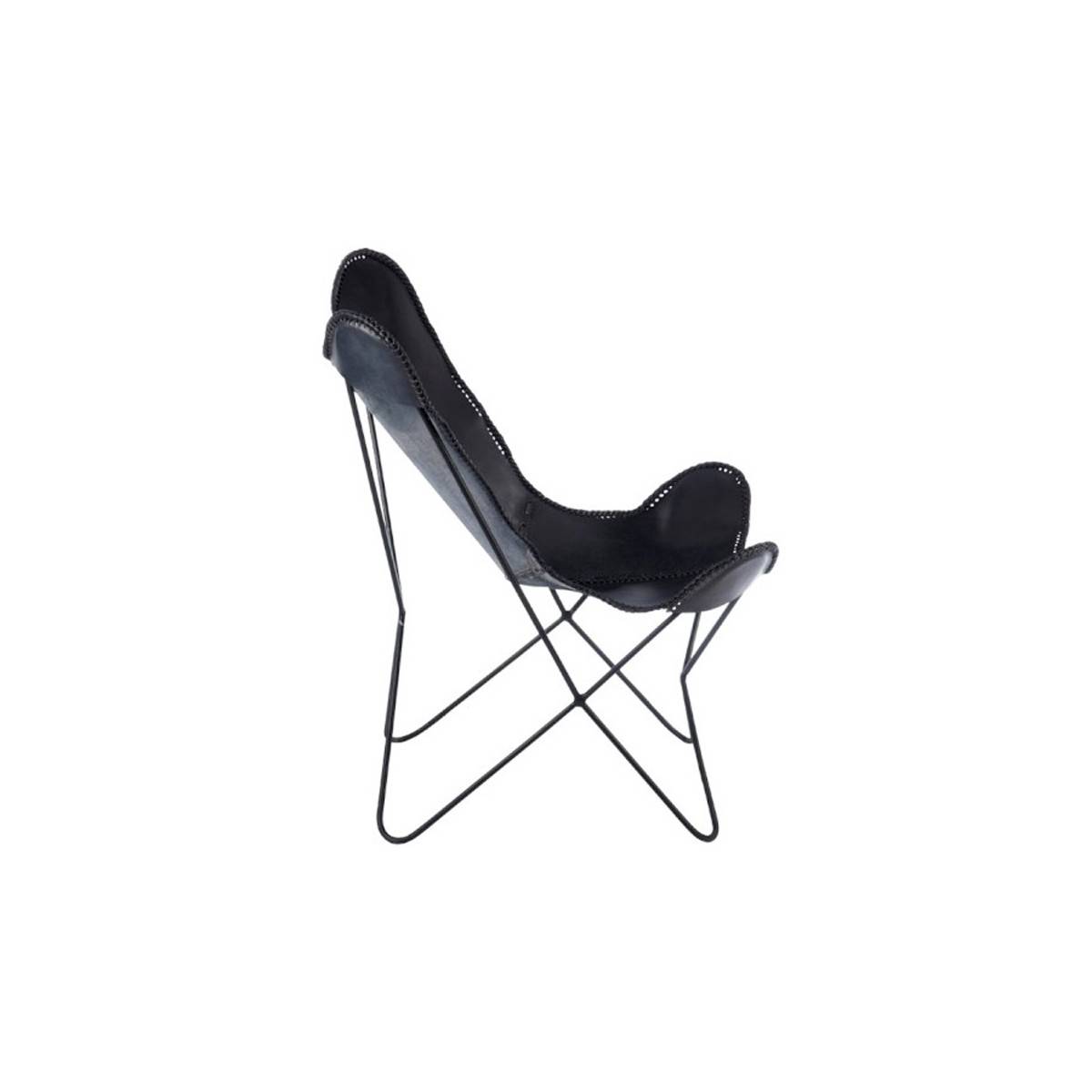 J-Line - Fauteuil Design en Cuir "Papillon" 92cm Noir - Image 3