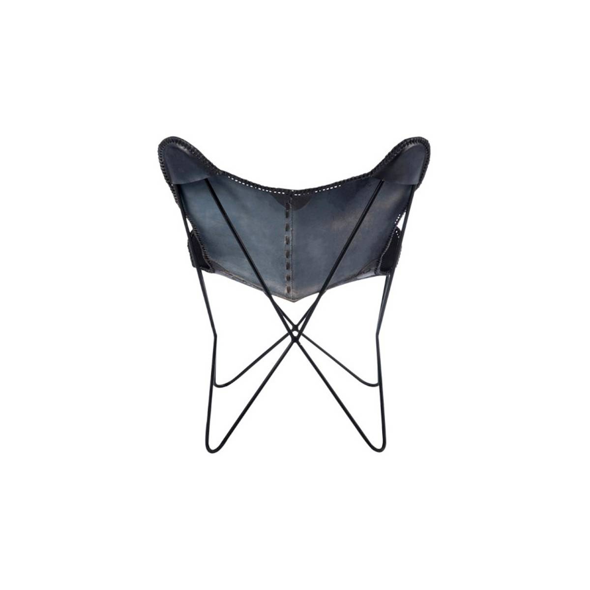 J-Line - Fauteuil Design en Cuir "Papillon" 92cm Noir - Image 4