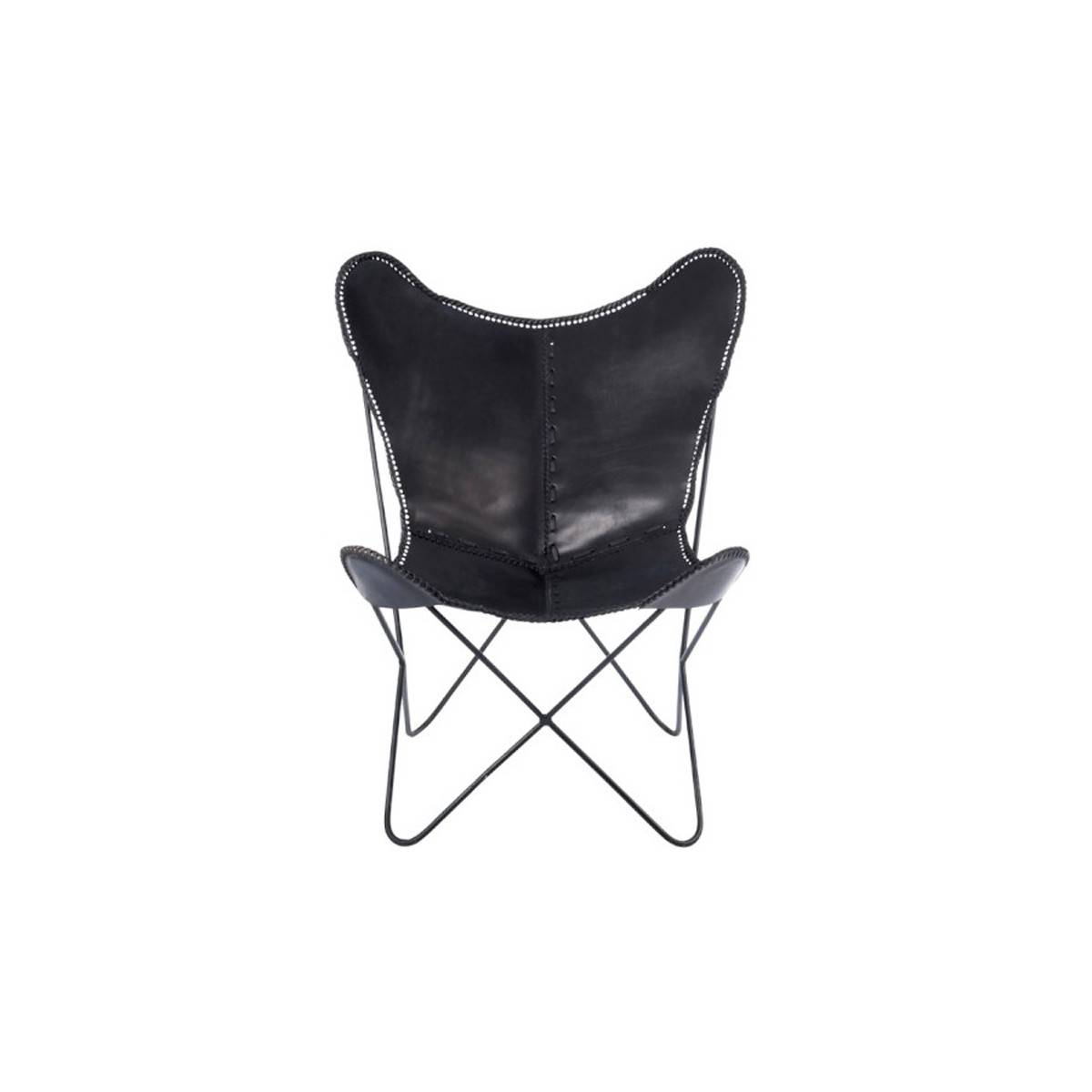J-Line - Fauteuil Design en Cuir "Papillon" 92cm Noir - Image 2