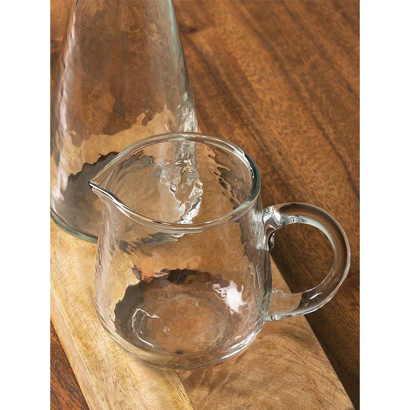 Duo Huilier et Vinaigrier en Verre sur Plateau en Bois de Manguier 19x11x22cm - Image 3