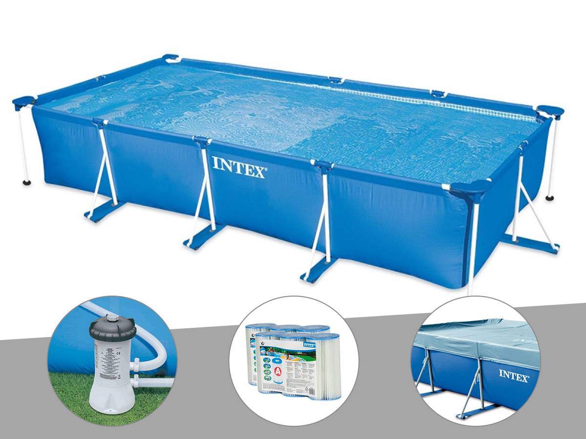 Kit piscine tubulaire rectangulaire Intex 4,50 x 2,20 x 0,84 m + Filtration à cartouche + 6 cartouches de filtration + Bâche de protection - Imagen 2