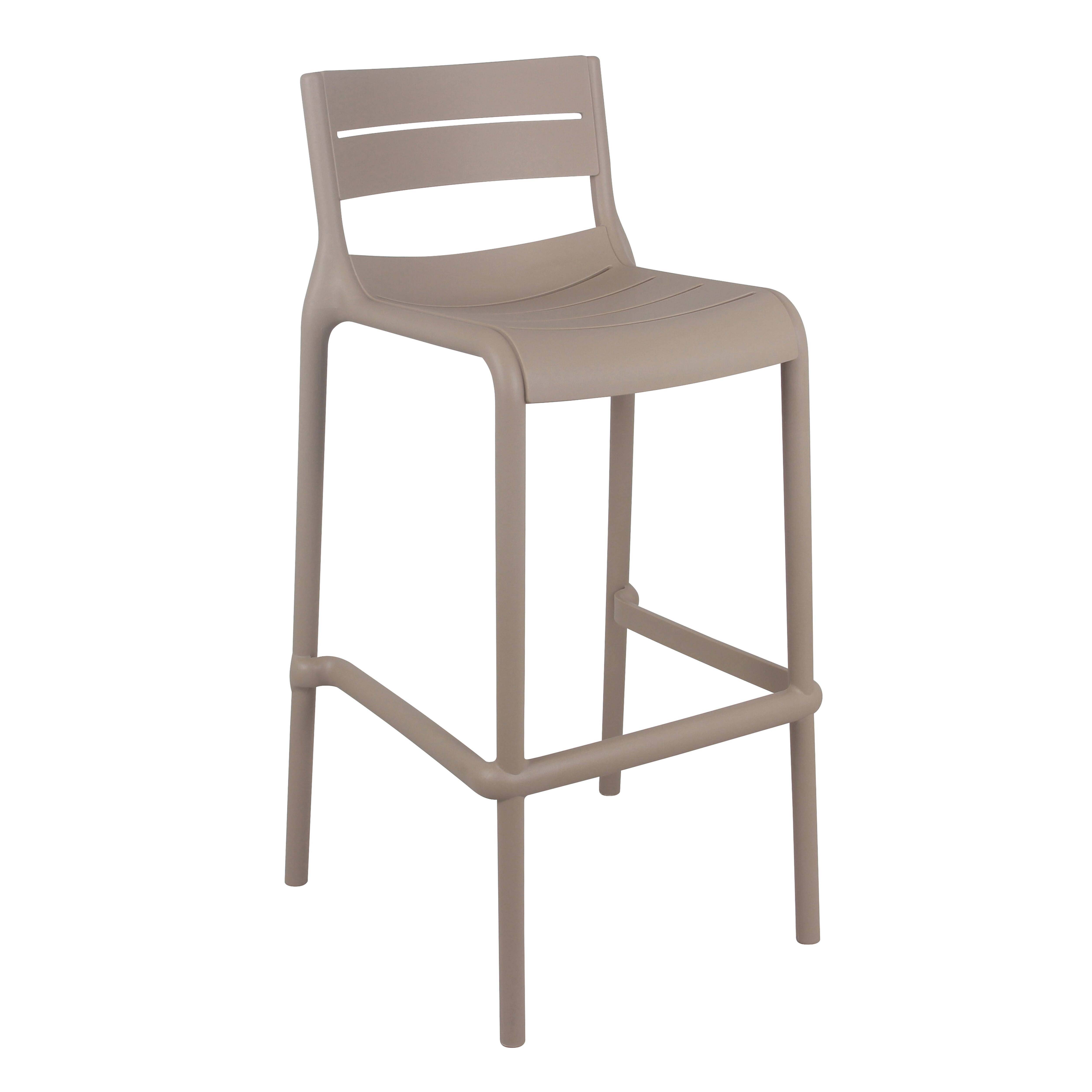 Oviala - Lot de 4 chaises hautes de terrasse en plastique beige - Oviala - Imagen 2