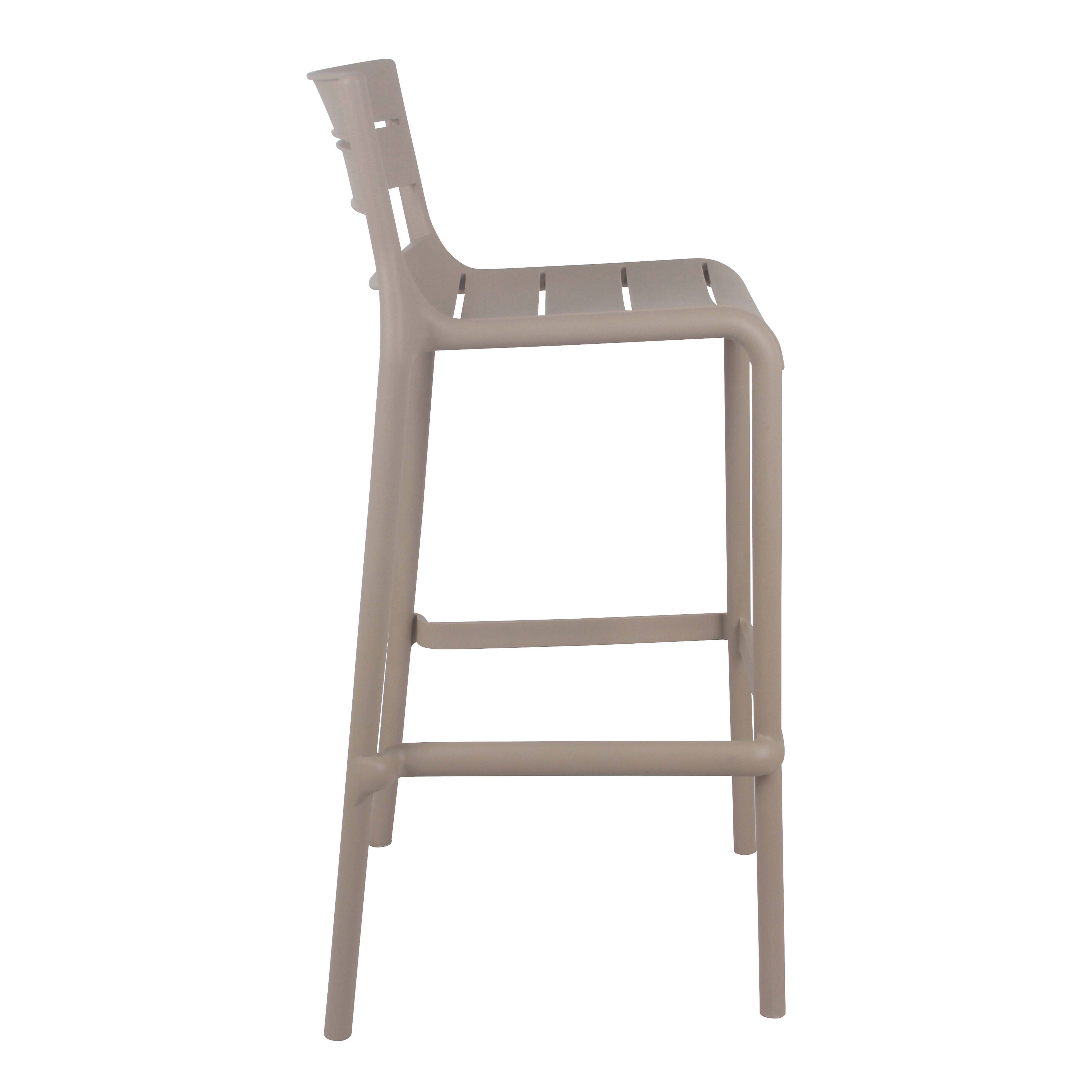 Oviala - Lot de 4 chaises hautes de terrasse en plastique beige - Oviala - Imagen 5