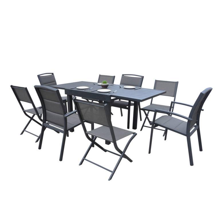 Wilsa Garden - Table Modulo 4/8 personnes structure et plateau en aluminium gris anthracite - Imagen 5