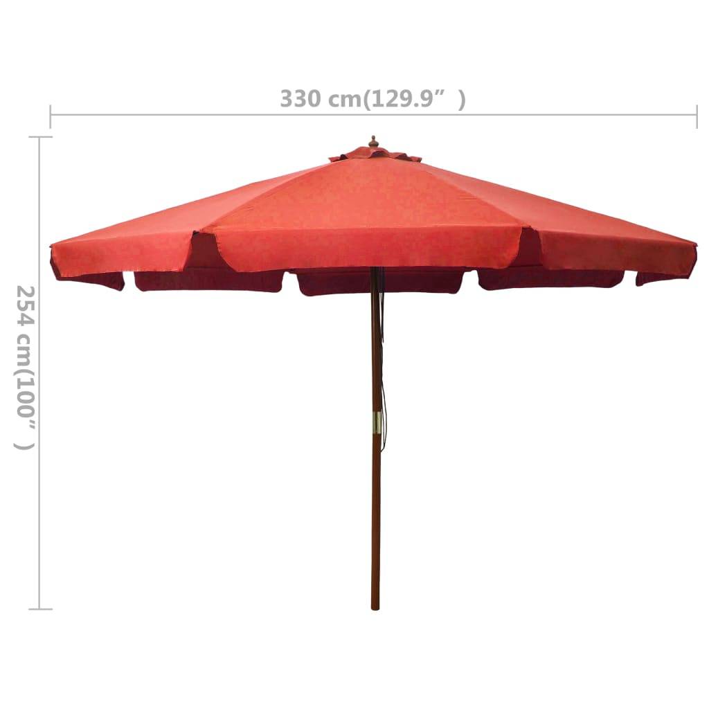 Helloshop26 - Parasol avec mât en bois 330 cm orange - Imagen 5