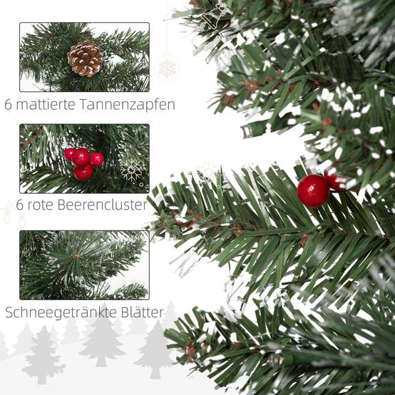 Guirlande de Noël artificielle de 1,8 m avec lumières, décoration florale, verte - Image 9