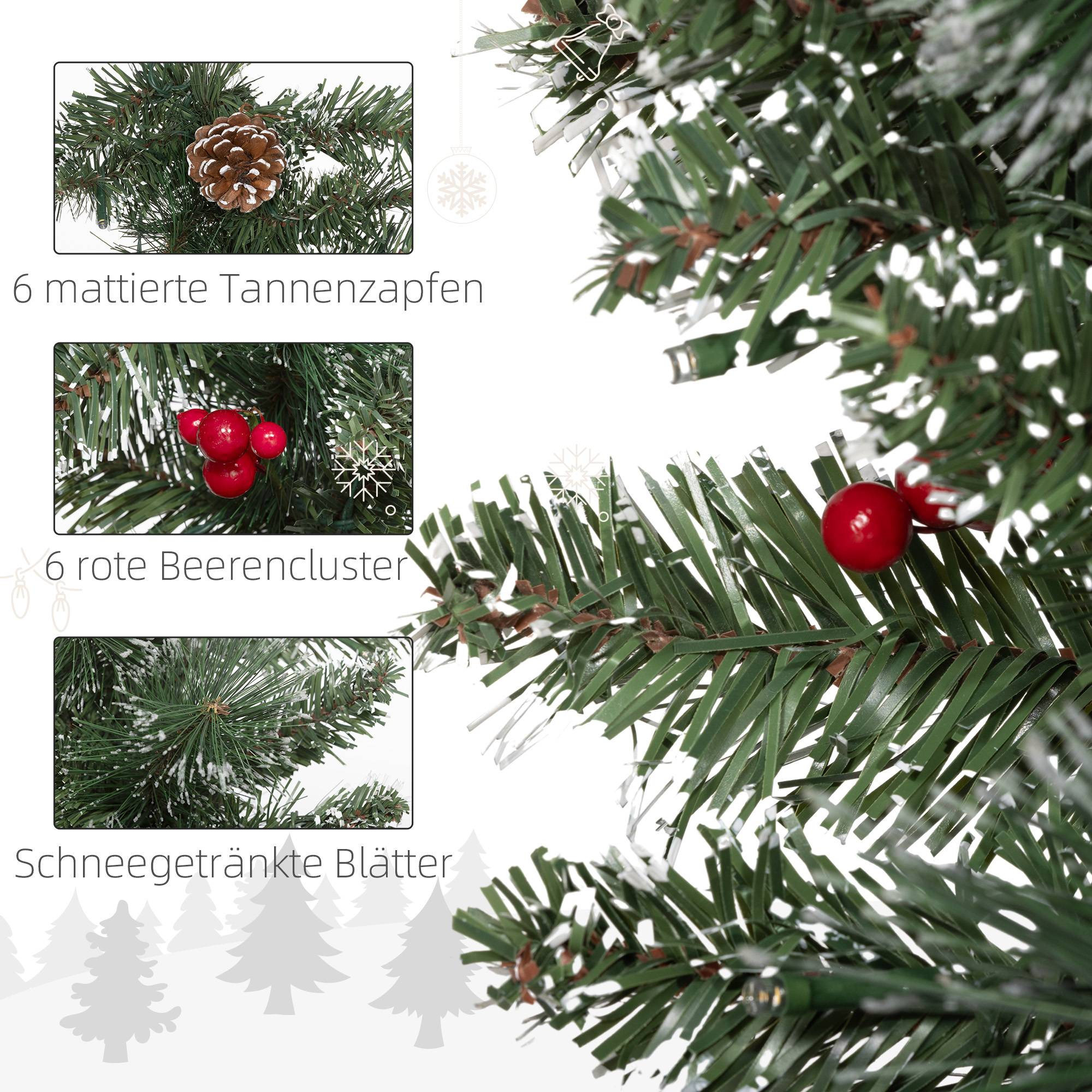 Guirlande de Noël artificielle de 1,8 m avec lumières, décoration florale, verte - Image 9