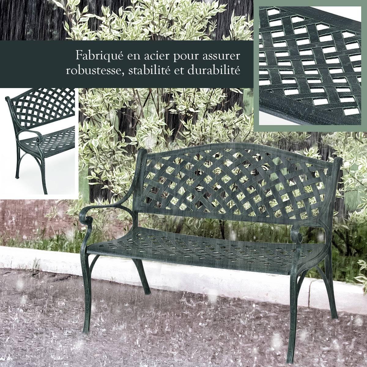 Maison Chic - Banc de Jardin 2-3 Places en Fonte d'Aluminium avec Design Ajouré 103 x 64 x 83 cm pour Terrasse/Cour/Balcon/Pelouse/Parc - Image 5